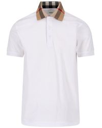 Burberry - Check Collar Polo Shirt - Lyst