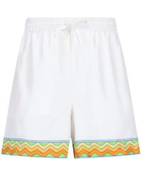 Casablancabrand - 'afro Cubism Tennis Club' Silk Shorts - Lyst