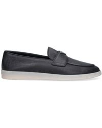 Prada - Leather Logo Loafers - Lyst