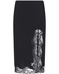Balmain - Lace Panel Midi Skirt - Lyst