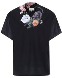 Maison Margiela - V-Neck Floral Print T-Shirt - Lyst