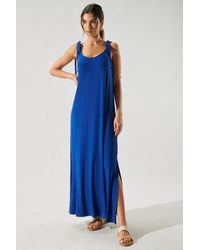 Womens Clothing Dresses Casual and summer maxi dresses Blue Sugarlips Synthetic Blanca Jersey Knit Draped Maxi Dress in Cobalt 