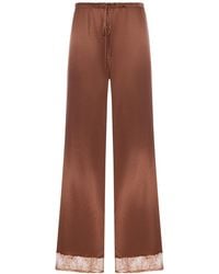 THE NINA STUDIO - Silk Palazzo Trousers With Lace Detail - Lyst