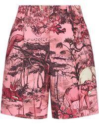 Dior - Poplin Shorts In Pink Cotton And Silk With Toile De Jouy Voya Motif - Lyst