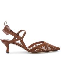Fendi - ColibrÌ lite slingback con tacco medio in mesh con ricamo ff - Lyst