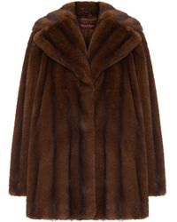 Max Mara - Eco Fur Coat With Revers Collar - Lyst