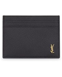 Saint Laurent - Portacarte tiny cassandre in pelle martellata - Lyst