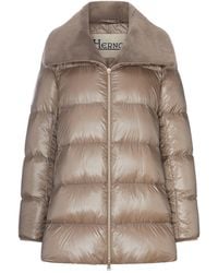 Herno - Long Puffer Coat With Faux Fur Collar - Lyst