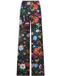 Gucci - Printed Silk Twill Trousers - Lyst