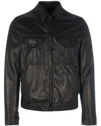 Salvatore Santoro Leather Jacket With Zip - Black