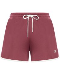 ショートパンツ CELINE | TRIOMPHE MINI SHORTS IN VELVET JERSEY celine mini shorts in velvet jersey - CHOCOLATE/ ECRU | CELINE