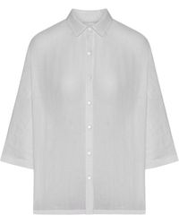 120% Lino - Oversized Linen Shirt With Three-Quarter Sleeves - Lyst
