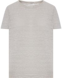Transit - Crew Neck T-shirt In Melange Effect Linen - Lyst