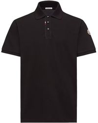 Moncler - Polo in piquet di cotone con logo - Lyst