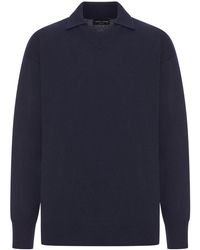 Roberto Collina - V-neck Wool Polo Shirt - Lyst