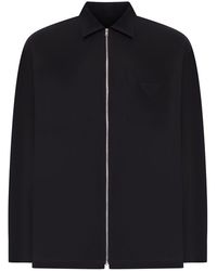 Prada - Cotton Overshirt With Zip - Lyst