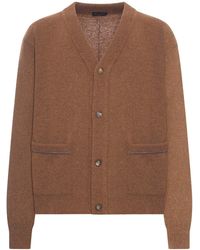 Roberto Collina - Wool Cardigan With Contrast Stitching - Lyst