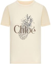 Chloé - T-shirt baby fit con logo in jersey di cotone - Lyst