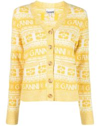Ganni - V-neck Knit Cardigan - Lyst