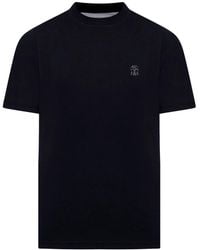 Brunello Cucinelli - Cotton T-shirt With Contrasting Logo Print - Lyst
