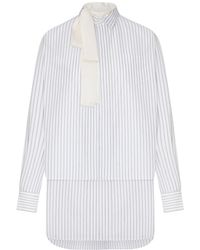 Sacai - Striped Shirt Dress With Integrated Scarf - Lyst