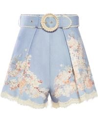 Zimmermann - Shorts con orlo in pizzo e stampa floreale - Lyst