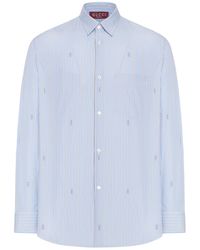 Gucci - Striped Cotton Poplin Shirt With Logo - Lyst