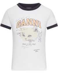 Ganni - Cotton T-Shirt With Print - Lyst