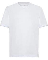 Brunello Cucinelli - T-shirt in cotone con dettagli a strati - Lyst