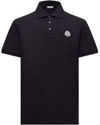 Moncler - Polo in cotone piquet con patch logato - Lyst