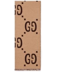 Gucci - Wool And Silk Scarf With Gg Jacquard Pattern - Lyst