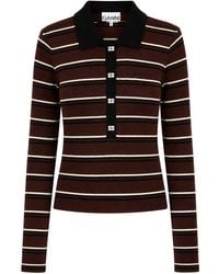 Ganni - Striped Merino Wool Polo Shirt - Lyst
