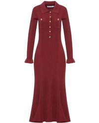 Self-Portrait - Abito midi in maglia a costine - Lyst