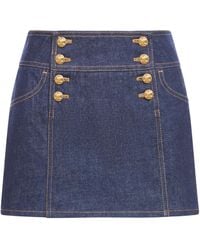Celine - A-line Mini Skirt In Denim With Rinsed Wash Indigo Wash - Lyst