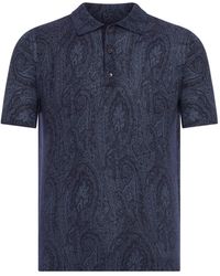 Etro - Cotton Blend Polo Shirt With Floral Paisley Pattern - Lyst