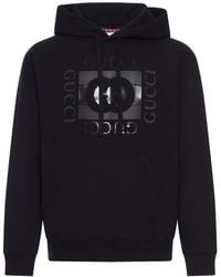 Gucci - Felpa con cappuccio in jersey di cotone con stampa - Lyst