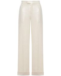 Brunello Cucinelli - Wide-Leg Tailored Linen Trousers - Lyst