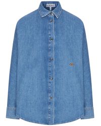 Loewe - Camicia in leggero denim di cotone lavato con maniche a pipistrello - Lyst