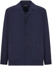 ZEGNA - Wool And Linen Mix Jacket With Patched Pockets - Lyst
