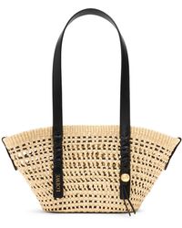 Loewe - X Paula's Ibiza Small Woven Basket Made Of Iraca Palm And Calfskin - Lyst