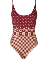 タンキニ Fendi Micro Patchwork One-Piece Swimsuit Fendi Logo One-piece Swimsuit in Black | Lyst