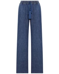 Valentino Garavani - Wide Leg Chambray Pants - Lyst