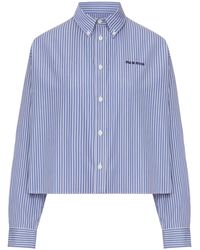 Miu Miu - Cropped Striped Cotton Shirt - Lyst