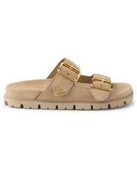 Prada - Suede Slider Sandals - Lyst