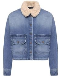 Moncler - Denim Shirt With Teddy Trim - Lyst