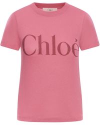 Chloé - T-shirt baby fit con logo in jersey di cotone - Lyst