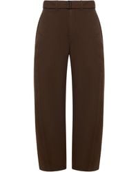 Lemaire - Cotton Trousers With Braided Belt - Lyst