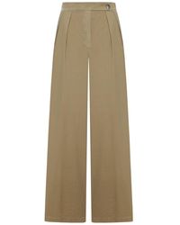Dries Van Noten - Cement-Coloured Trousers With Pleats And Side Buttons - Lyst