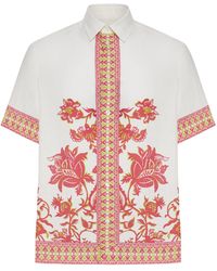 Etro - Camicia over in lino con stampa piazzata floreale - Lyst