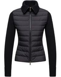 Moncler - Cardigan imbottito in lana con zip - Lyst